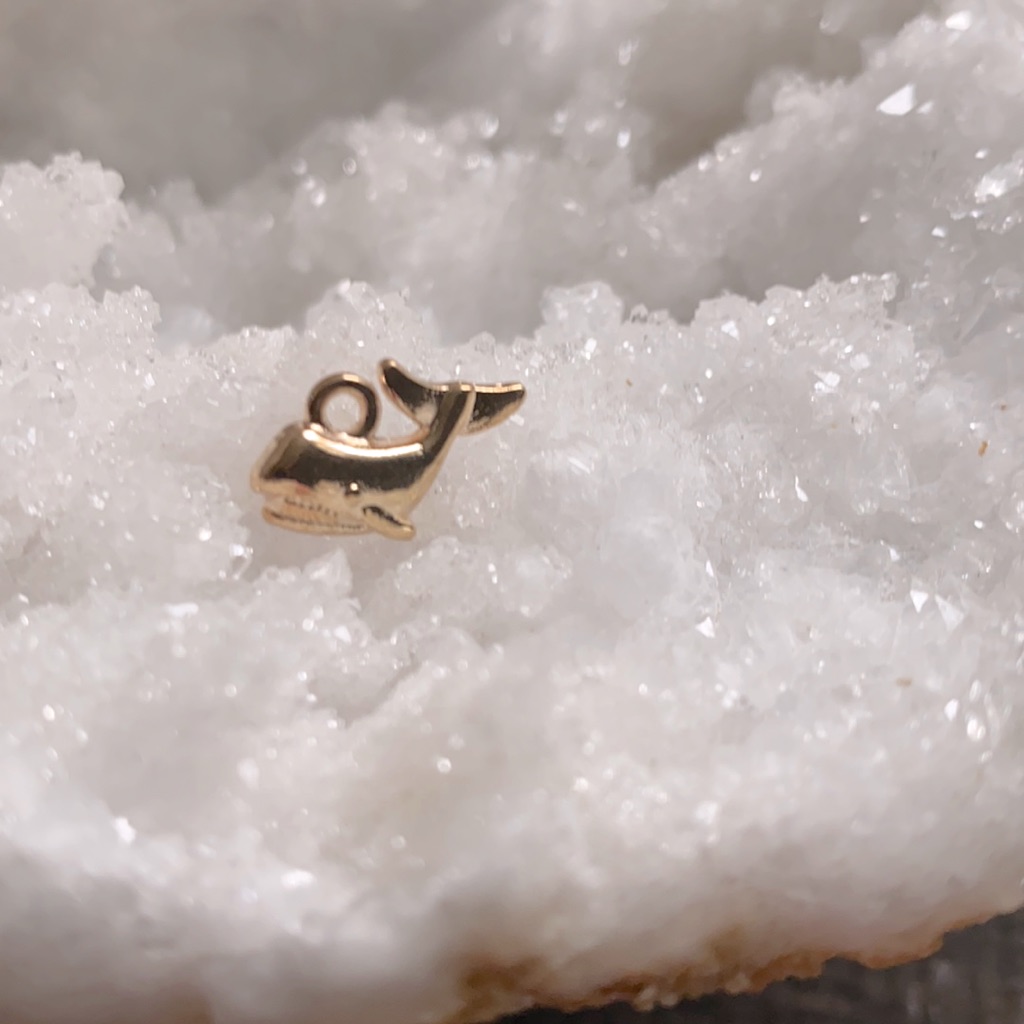3/$30 Satiny Gold Plated Whale Charm